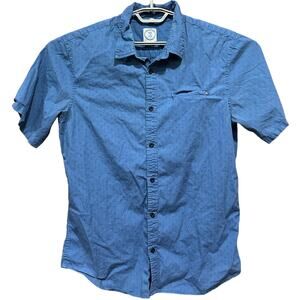 Voyager Shirt Size XL Blue Button Up Short Sleeve Preppy Casual Cotton Blend